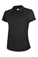 Uneek - Women's/Ladies Super Cool Workwear Poloshirt - 100% Polyester Pique Breathable Fabric with Wickin - Black - Size XS