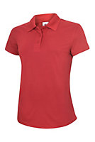 Uneek - Women's/Ladies Super Cool Workwear Poloshirt - 100% Polyester Pique Breathable Fabric with Wickin - Red - Size XL