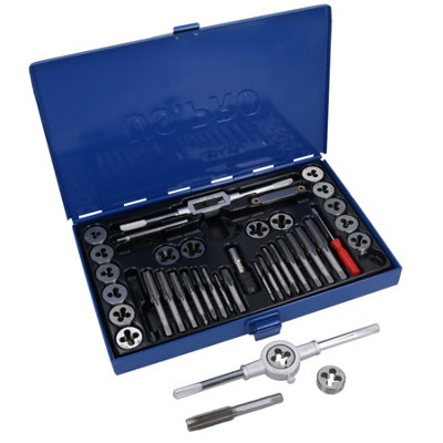 Imperial Tap And Die Set UNF AF E UNC 24 Pz Con Custodia In Metallo TP103
