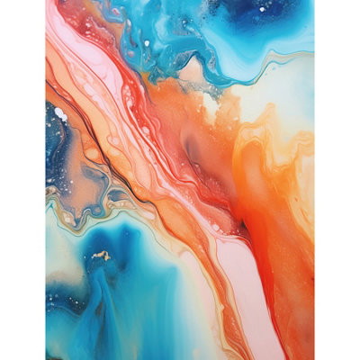 Unframed Wall Art Abstract Blue and Orange Fluid Flow Painting Water ...