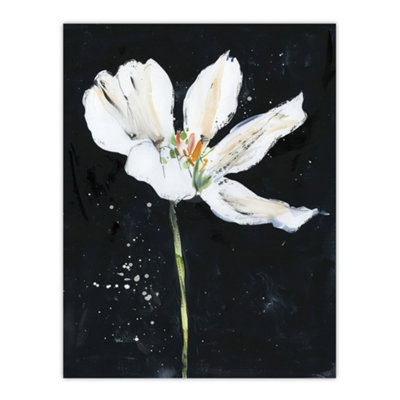 Unframed Wall Art Abstract White Lily Flower Black Floral Painting ...