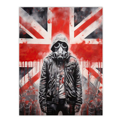 Unframed Wall Art Anarchy In The UK Gas Mask Riots British Flag Blood ...