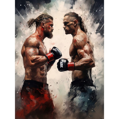 Unframed Wall Art Cage Fight Oil Paint Artwork Combat Mixed Martial ...