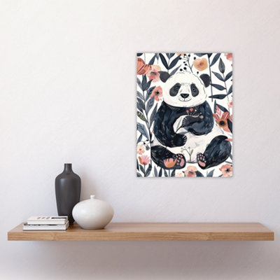Unframed Wall Art Cute Panda Bear in Flower Garden Bright Simple ...