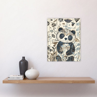 Unframed Wall Art Cute Smiling Baby Panda in Wildflower Garden - 12X16 inch