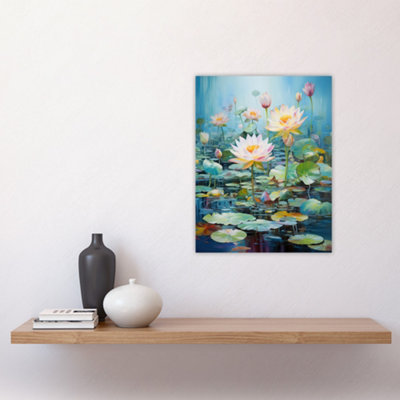 Unframed Wall Art Dreamy Lotus Pond Blooming Water Lily Flowers Picture ...