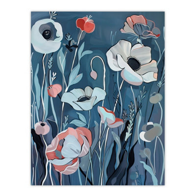 Unframed Wall Art Elegant Spring Wildflowers Blue Pink Painting - 12X16 ...