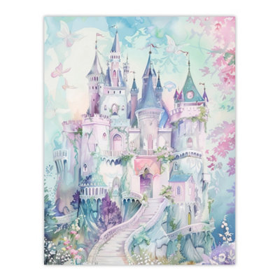 Unframed Wall Art Fairy Tale Princess Castle Pastel Colour Fantasy ...