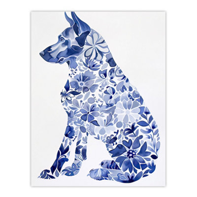 Unframed Wall Art Floral Pattern German Shepherd Dog Lover Design ...