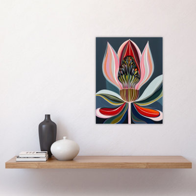 Unframed Wall Art Magic Lotus Flower Psychedelic Bloom Design - 12X16 inch
