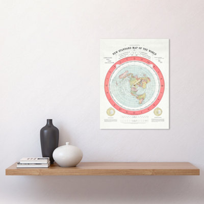Unframed Wall Art Map Gleason 1892 World Time Calculator Flat Earth ...