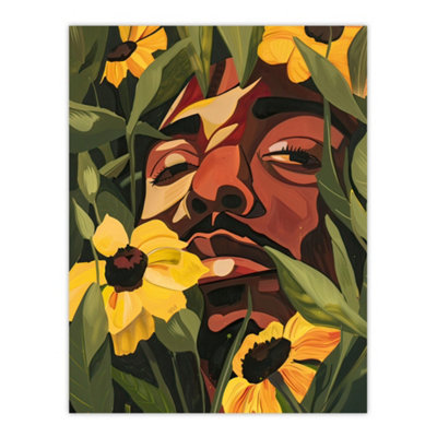 Unframed Wall Art Rapper Yellow Flowers Music Portrait Painting - 12X16 ...