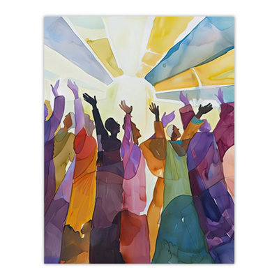 Unframed Wall Art Religious Choir Praise Stained Glass Watercolour ...
