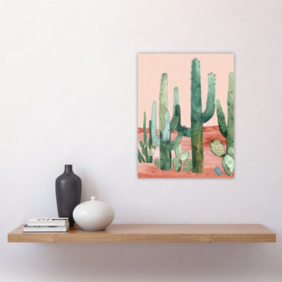 Unframed Wall Art Saguaro Cactus Pink Mexican Desert Landscape - 12X16 inch