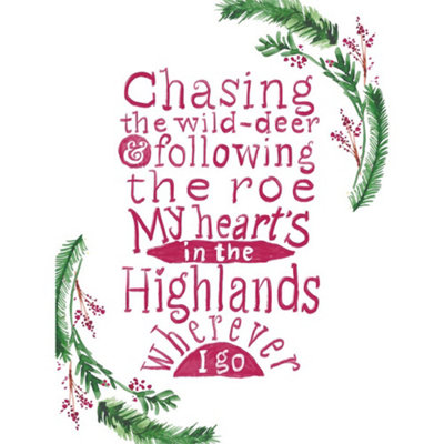 Unframed Wall Art Scotland Hand Lettering Heart Highlands Burns - 12X16 ...