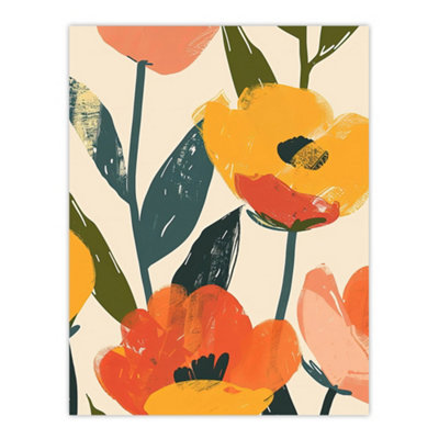 Unframed Wall Art Simple Spring Flower Blooms Bright Painting - 12X16 inch
