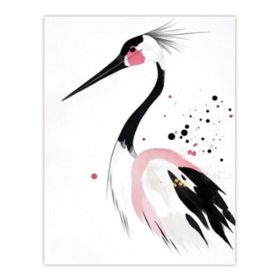 Unframed Wall Art Stork Portrait Black Pink Gold Modern Abstract ...