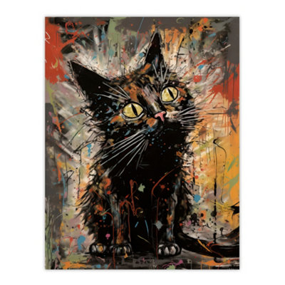 絵画 black cat Unframed Wall Art The Curious Black Cat Painting By Tom Jones