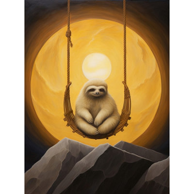 Unframed Wall Art The Lazy Overlord Sloth at Full Moon Abstract ...