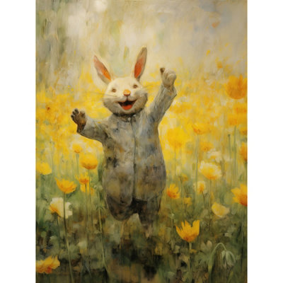 Unframed Wall Art Tulips and Rabbit Watercolour Fun Kids Baby Nursery ...