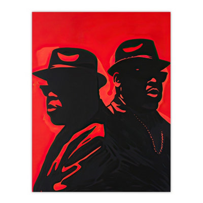 Unframed Wall Art Two Rappers Red Black Portrait Painting Hip-Hop ...