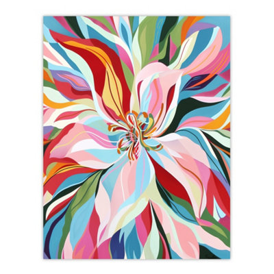 Unframed Wall Art Vibrant Abstract Flower Graphic Design Colourful ...