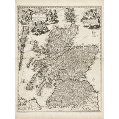 Unframed Wall Art Visscher 1689 Pictorial Map Kingdom Scotland - 12X16 inch