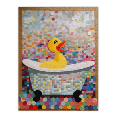 UNFRAMED WALL ART YELLOW RUBBER DUCK DUCKY BATH TIME BATHROOM TOILET ...