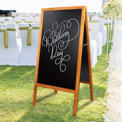 UNHO 100x50cm Jumbo Chalkboard A Frame Blackboard with Wiping Cloth for Business Sign, Brown