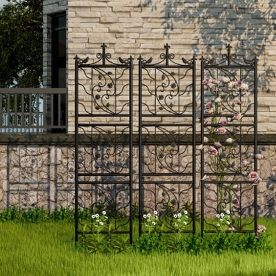 UNHO 2 PCS Iron Garden Trellis Tower Top w/Branches Bird for Climbing Plants LxH each 50x195cm
