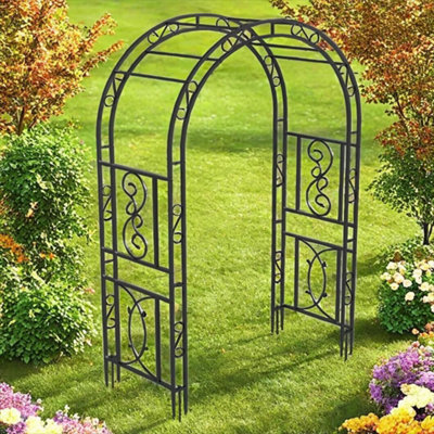 UNHO 215cm H Heavy Metal Garden Arch Trellis Climbing Plants Vine Rack