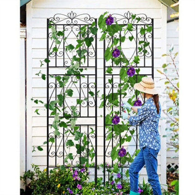 UNHO 2X Large Tall Metal Garden Trellis Fence Plant Climbing Aid Lattice Outdoor Yard182cm H