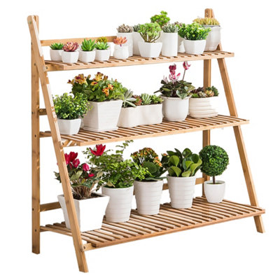 UNHO 3 Tier Flower Plant Pot Stand Folding Display Hanging Shelf ...