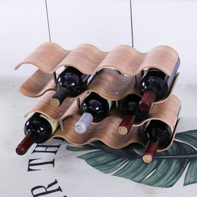 UNHO 4 Tier Wooden Wave Wine Rack/Creative Home Grape Wine Holder Shelf ...