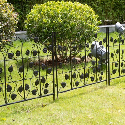 UNHO 5PCS Decorative Garden Fence Thicken Metal Edge Border Flower Bed Animal Barrier 670mm H