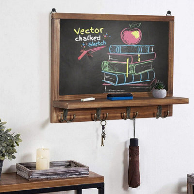 UNHO Chalkboard Blackboard Sign Hanging Large Chalk Board Message Wooden School Wall  L42xW30cm