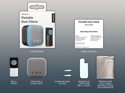Uni-Com 98476+W96001 Portable Door Chime Black UNC68471