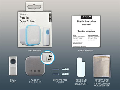 Uni-Com 98477GB + W96001 Plug-in Door Chime White UNC68433