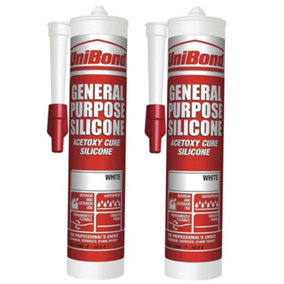 UniBond Indoor General Purpose Silicone Sealant Cartridge White 273 g, 2 Pack
