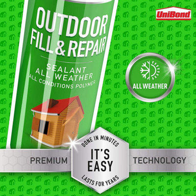 Unibond Outdoor Fill & Repair All Weather Silicon Sealant Cartridge White, 208g