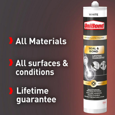 Unibond Seal & Bond Sealant Cartridge Multi-Purpose Adhesive White, 389g