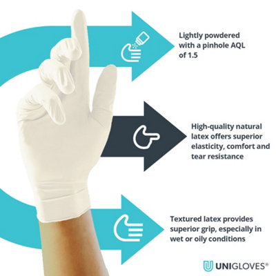 Unicare White Latex Powdered Non-sterile Disposable Gloves Small (Box 100x)
