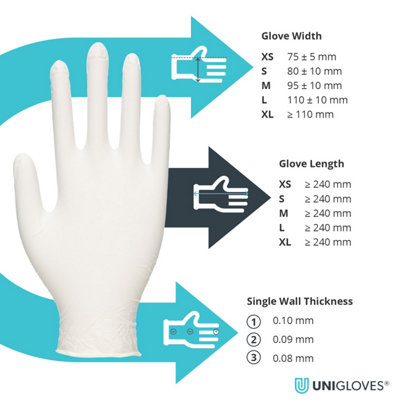 Unicare White Latex Powdered Non-sterile Disposable Gloves Small (Box 100x)