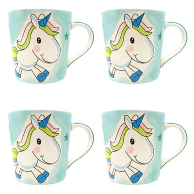 Unicorn Mugs Set Coffee & Tea Cup Pack of 4 by Laeto House & Home - INCLUDING FREE DELIVERY