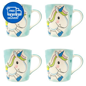 Unicorn Mugs Set Coffee & Tea Cup Pack of 4 by Laeto House & Home - INCLUDING FREE DELIVERY