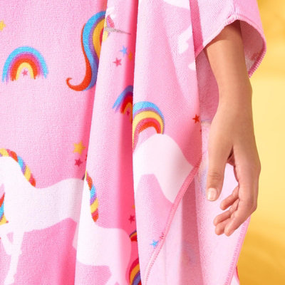 Unicorn Poncho Beach Towel Kids Hooded Quick Dry Microfibre Holiday - 4