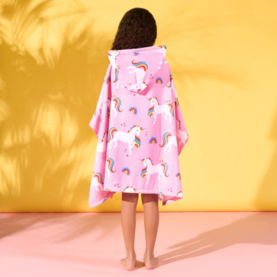Unicorn Poncho Beach Towel Kids Hooded Quick Dry Microfibre Holiday - 5