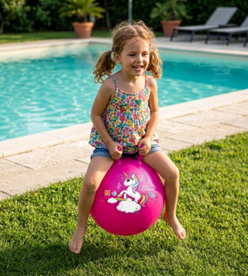 Unicorn Space Hopper - Kids Inflatable Bouncy Hopper Ball with Handles