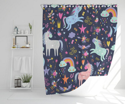 unicorns on navy (Shower Curtain) / Default Title Price Comparisons | Compare The Build