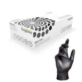 Unigloves Black Pearl Nitrile Gloves - Medium - Pack Of 100